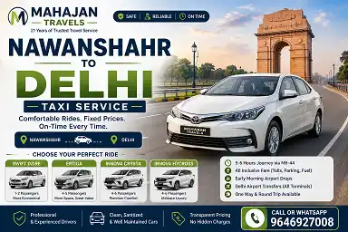 Nawanshahr to Delhi taxi
